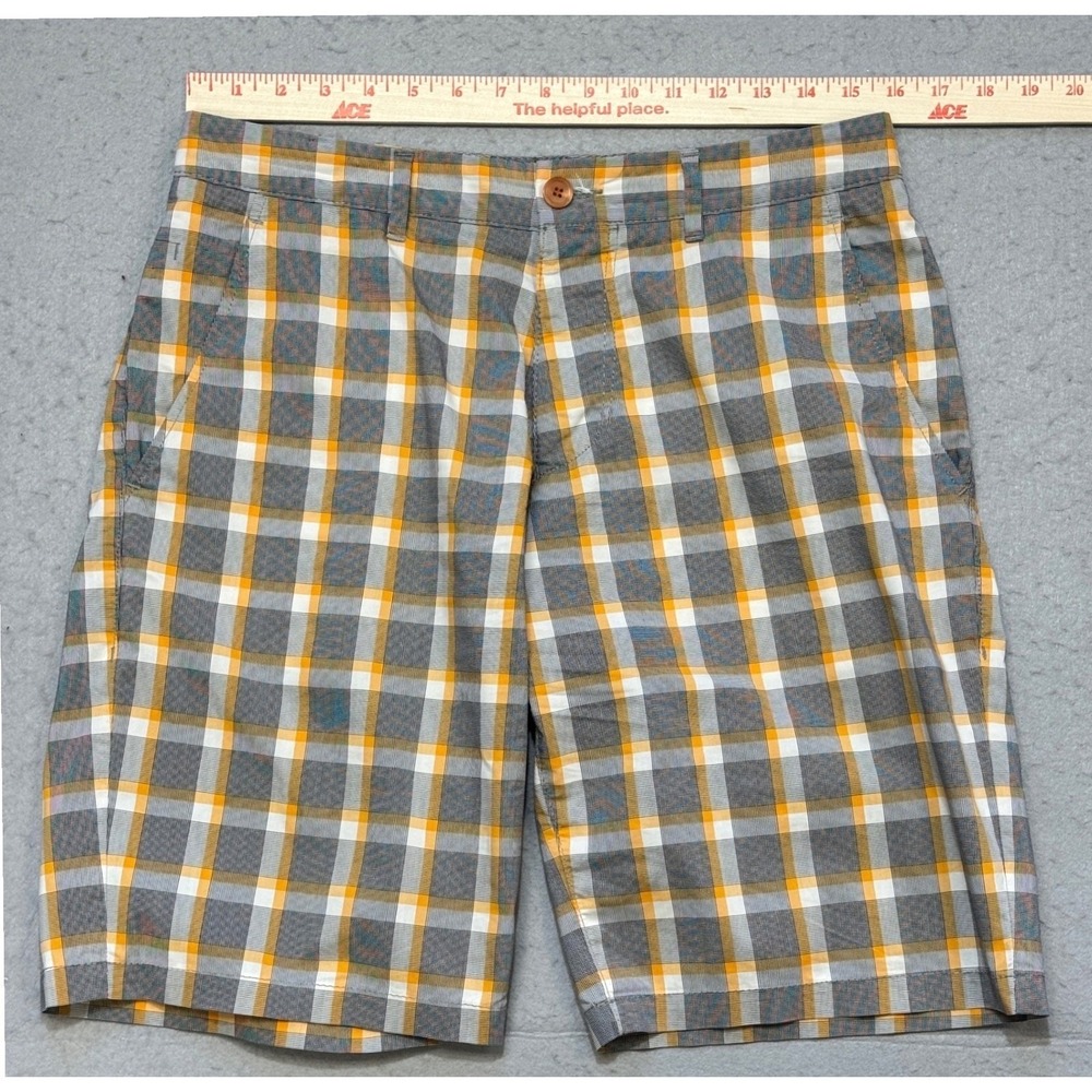 BOSS HUGO BOSS Regular Fit Plaid Shorts Mens 30 Orange Grey Checkered Golf - Picture 4 of 9